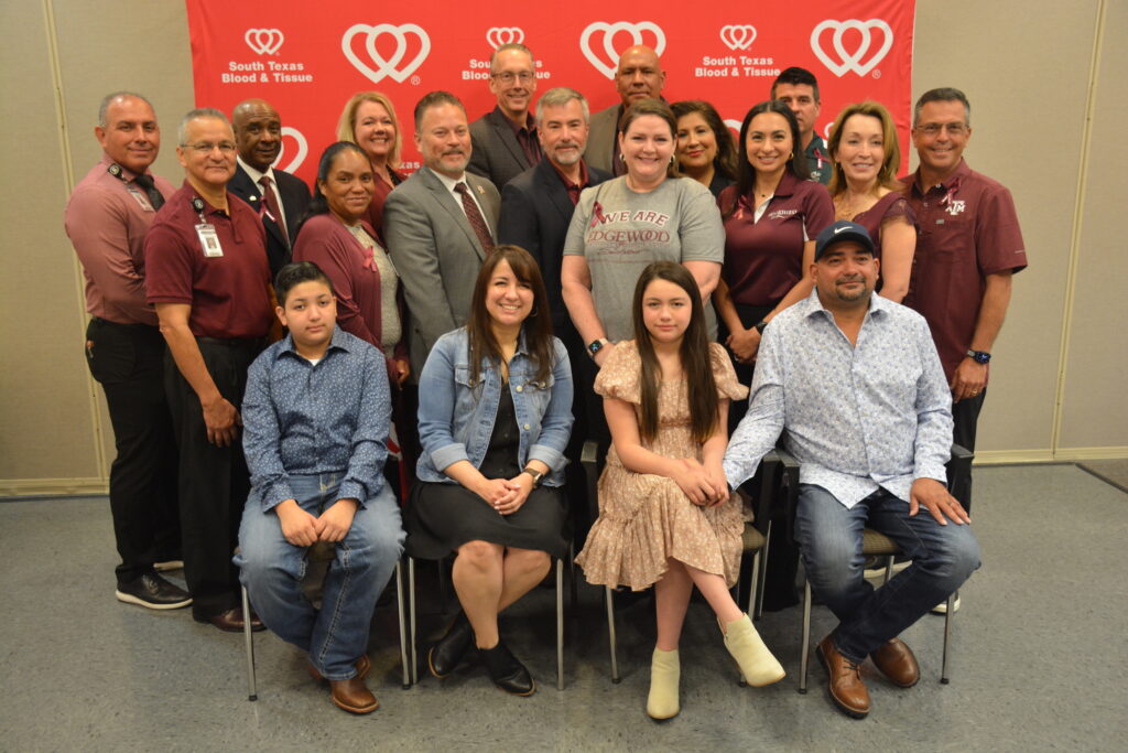 Twelve school district executives donated blood in solidarity with the Uvalde community and were able to meet Mayah, who has become an advocate for blood donation after her life was saved in part thanks to several blood transfusions after being injured in the shooting at Robb Elementary School in May 2022.