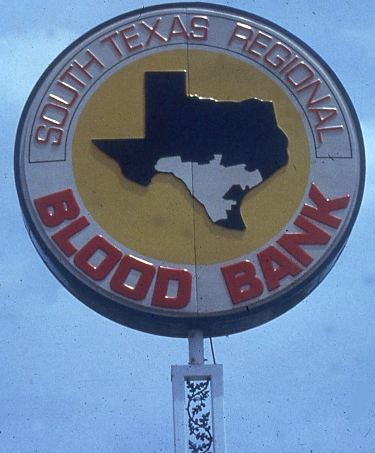 South Texas Regional Blood Bank sign - 1970s