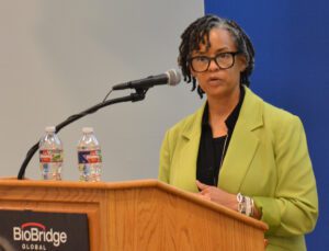 Audra Taylor, Vice President of Blood & Tissue Operations, gives an update on South Texas Blood & Tissue during The Blood & Tissue Center Foundation’s board meeting on August 25.
