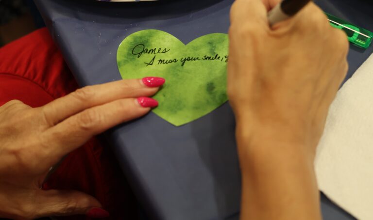 Loved one writes heartfelt message.