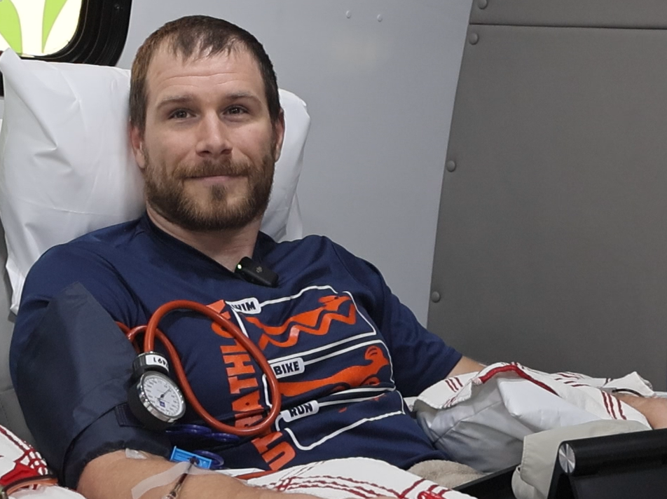 Simon Hart was the first person to donate in BBG Advanced Therapies' mobile leukapheresis center.