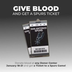 San Antonio blood donation promotion offering Spurs tickets