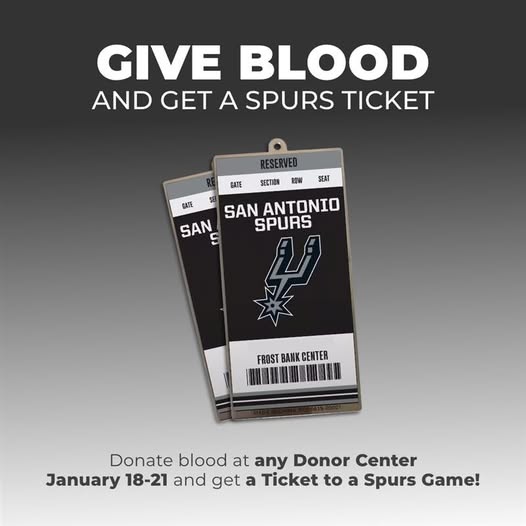 San Antonio blood donation promotion offering Spurs tickets
