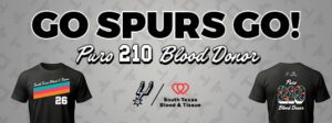 Spurs blood drives promotion offering donors suite ticket giveaway and Spurs T-shirt