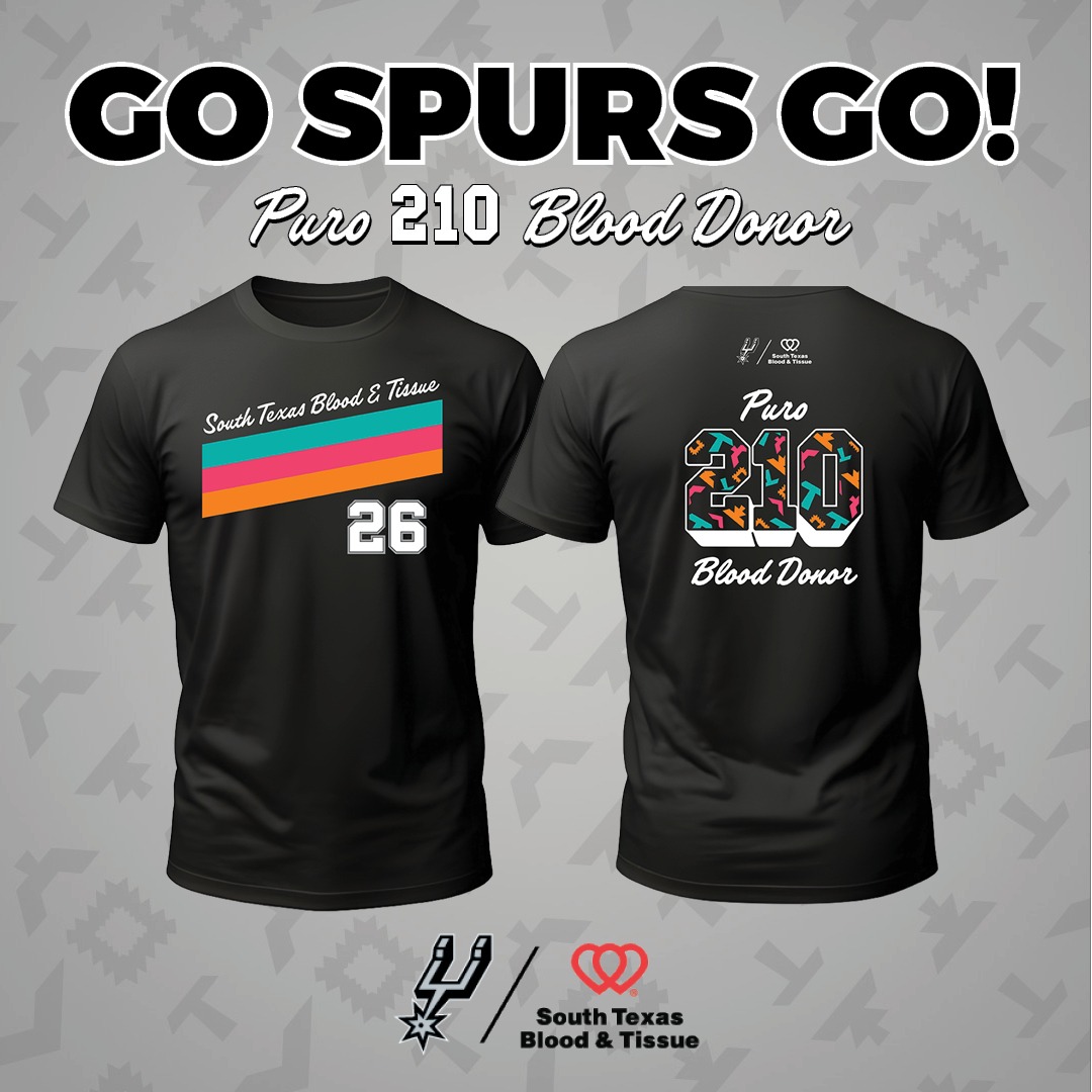 Spurs Watch Party Blood Drive Fiesta-themed Spurs T-shirt for blood donors