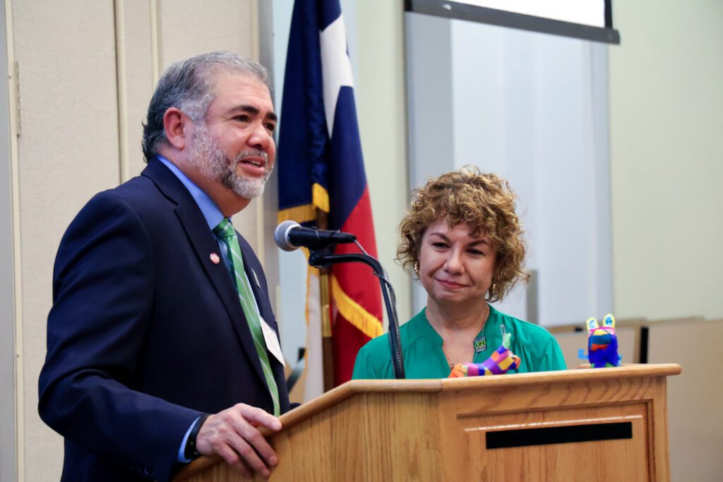 Menchaca family sharing Donate Life Month story at Foundation board meeting