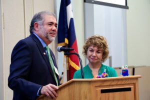 Menchaca family sharing Donate Life Month story at Foundation board meeting
