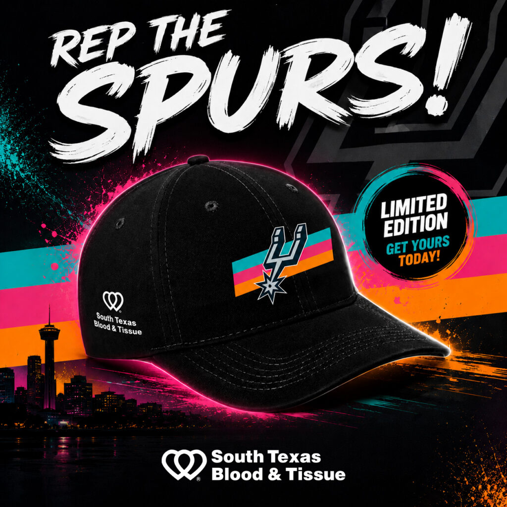 Spurs Finals blood donation cap giveaway for South Texas Blood & Tissue donors