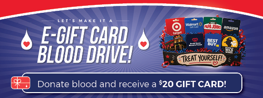 E-gift card blood drive promotional banner