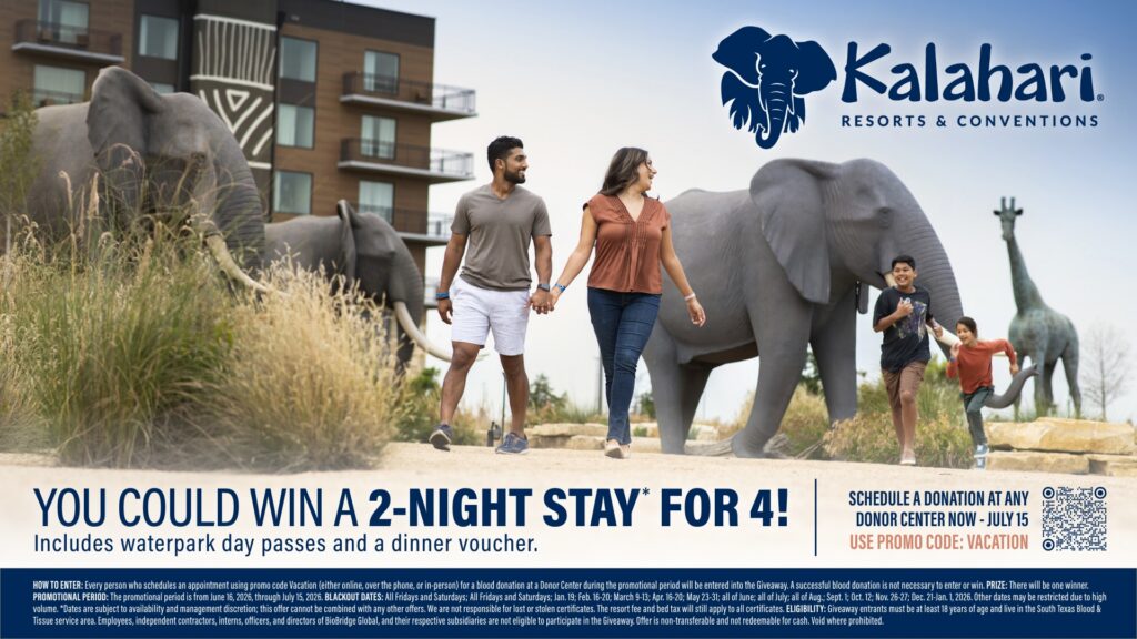 Kalahari Resort getaway giveaway for South Texas blood donors